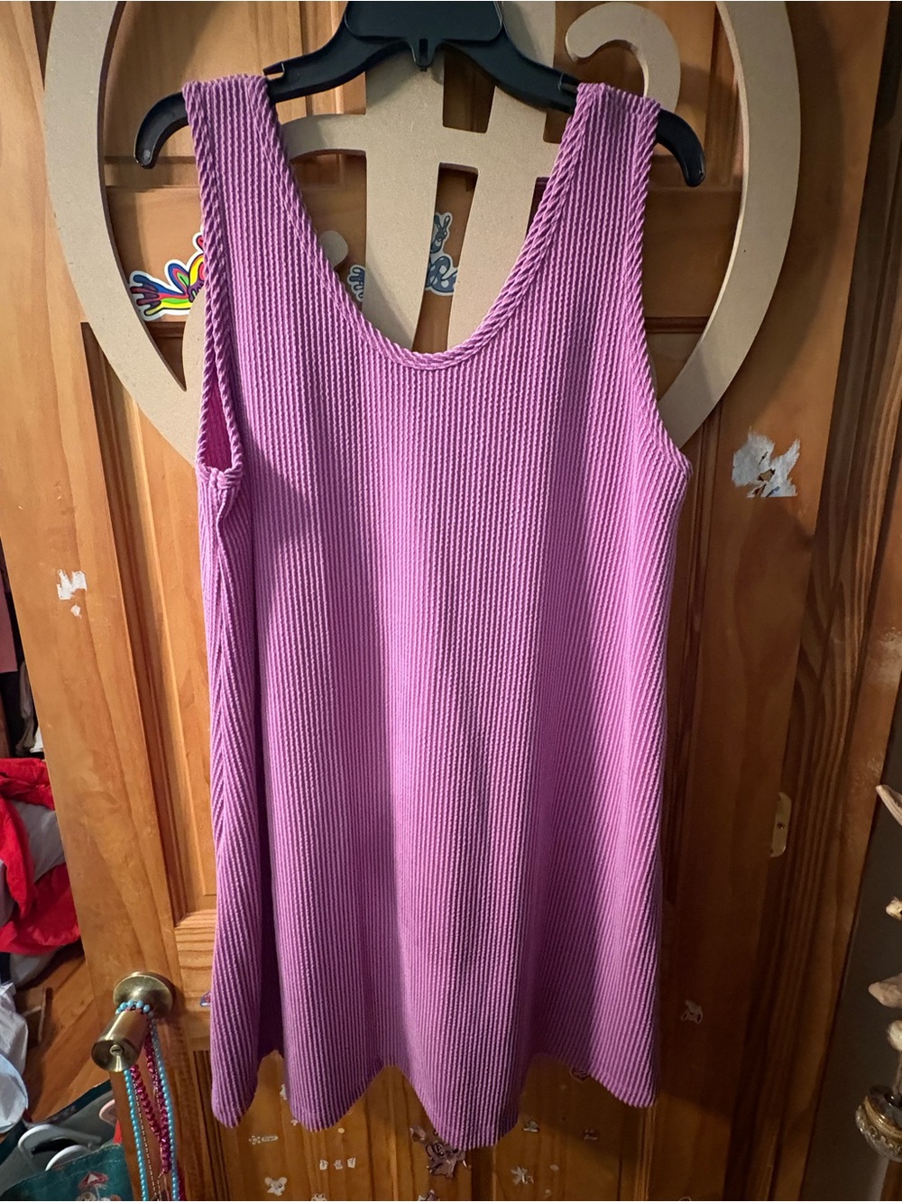 Sleeveless Ribbed Midi Dress in Lavender Pink